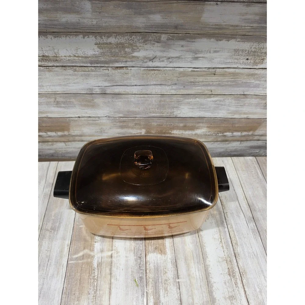 Vintage West Bend Speckled Tan Bird Motif Slow Cooker Deep Pan w/ Lid NO‎ BASE